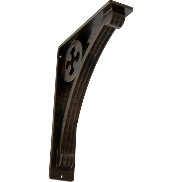 Ekena Millwork Crawley Wrought Iron Bracket, (Triple center brace), Antiqued Brass 2"W x 7 1/2"D x 10"H BKTM02X07X10TCRABS - main